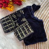 Velvet Bridal 02 Velvet Embroidery Sequence N Thread Work Blouse Wholesale In India
